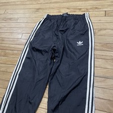 Vintage y2k Adidas Pants Trefoil Track Men L Black White 3 Stripe Rare Flag Tag