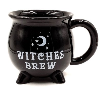 F.e.s.s. Witches Brew Cauldron Mug   Black Ceramic Halloween 12 Ounces,