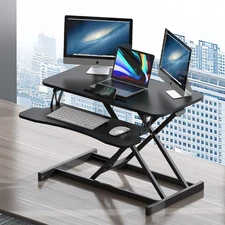 Adjustable Height Computer Desk with Wide Keyboard Tray