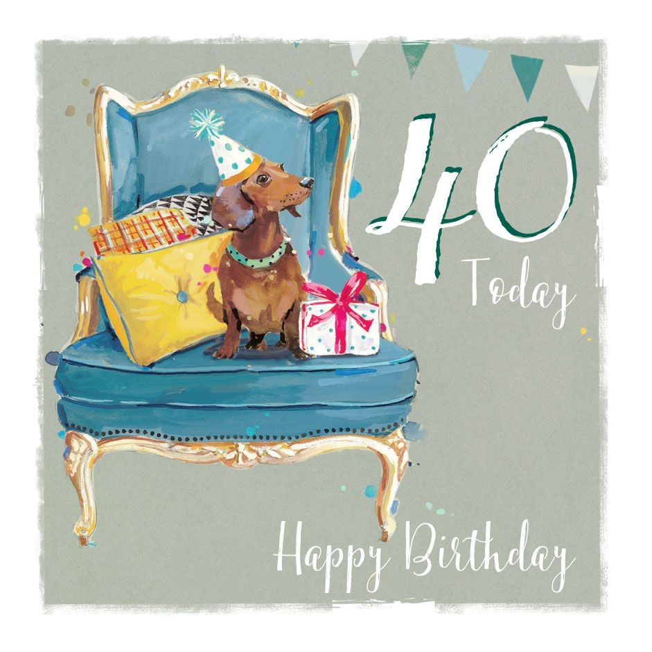 40th Birthday Card - Dachshund Dog - The Wildlife Ling Design Male Female NEW