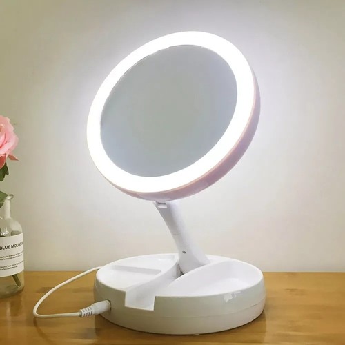 1X/10X LED Magnifying Lighted Vanity Mirror Foldable Desk Makeup Flexible