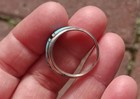 Vtg Sterling Silver 3/8"H  Channel Inlay Turquoise, Black Onyx Ring Sz 8 Signed — photo 8