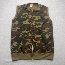 Vintage NOS Sears Fieldmaster Vest Men's L-Tall Zip Woodland Camo Made in USA