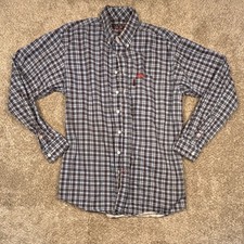Cinch WRX FR Blue Plaid Cotton Flame Resistant Men's Work Shirt Size L