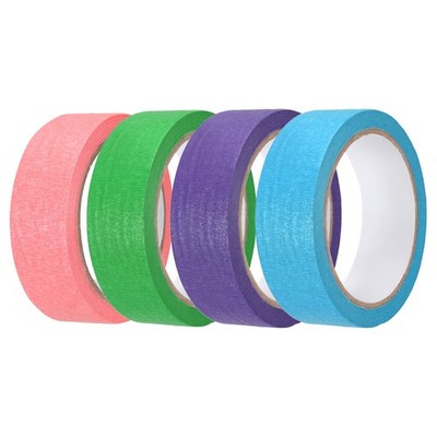 4pcs 1-3/16'' x 22 Yard Colored Masking Tape, Pink Purple Blue Dark Green