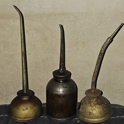 Antique Eagle Oil Cans Mechanic Thumb Oiler 3 Lot
