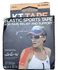 KT TAPE Original Cotton Elastic Sports Tape, 20 Pre-Cut Strips, 2"x10" Beige