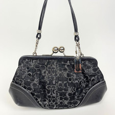 Coach Vintage Y2K Small Black Chenille Kisslock Clutch Mini Purse Bag 3597