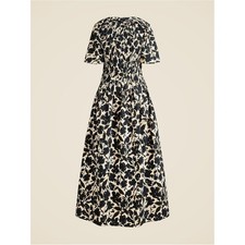 J. Crew Black Floral-Print Midi Dress on Cream Meadow dress in cotton poplin MT