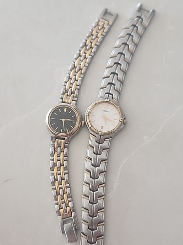 Two Seiko Womens Watches Black Dial An White Dial Two Toned 7N82-0228 V7826E70 - Picture 7 of 12