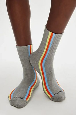 NWT FP  Movement Tempo Quarter Crew Socks in Grey with Stripe Athletic SOLD OUT!