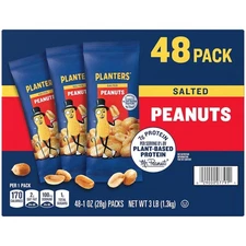 PLANTERS Salted Peanuts, 1 oz. Bags 48 Pack - Snack Size Peanuts with Sea Salt