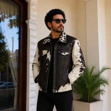 Men's Hair-On Cowhide Leather Jacket Collar Hair-On Cowhide Leather Jacket
