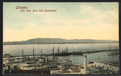 Ansichtskarte Gibraltar, The New Mole and Dockworks 
