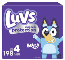 Luvs 198 Pack Platinum Protection Bluey Unisex Size 4 Disposable Baby Diapers 0.21 per diaper