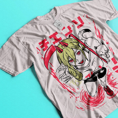 #ad #ad Chainsaw Man POWER Devil Anime Manga Denji Power Gift T Shirt White $17.00