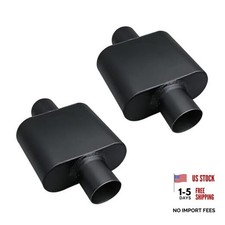 Universal 2.25" Inlet 2.25" Outlet Single Chamber Muffler - 13" 2.25 Inch-BLACK