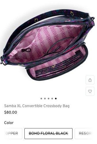 Lug Samba XL Fall Floral Crossbody Purse RFID Boho Floral Black NWOT - Picture 8 of 10