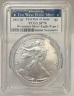 2021 W AMERICAN SILVER EAGLE $1 FIRST DAY OF ISSUE BURNISHED PCGS SP 70