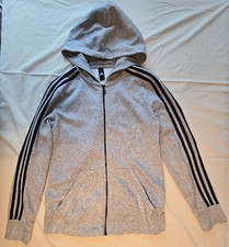 Adidas Women's Gray With Black Stripes Zip Up Hoodie Size Small S Excellent cond