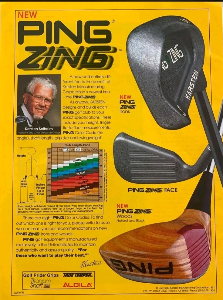 TZ GOLF - VINTAGE PING Zing Manganese Bronze Putter 85020 RH Steel