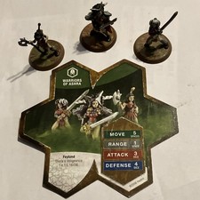 RARE HEROSCAPE WARRIORS OF ASHRA-FEYLUND -THORA'S VENGEANCE-CARD & 3 FIGURINES