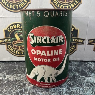 Vintage Sinclair Opaline 5 Quart Motot Oil Can Empty No Top Gas Oil Garage