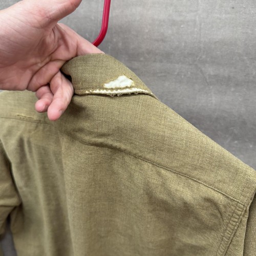 Vintage Military Shirt Mens Medium Button Up Workwear Utility 70s Distressed - Picture 3 of 7