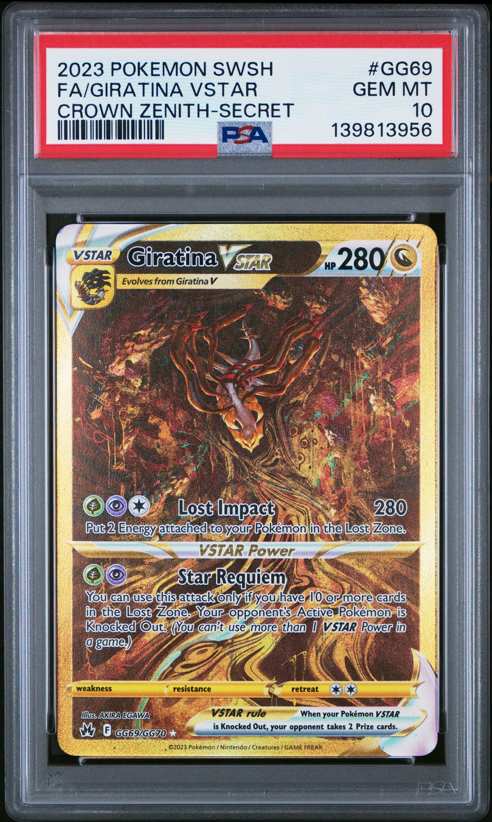 2023 POKEMON SWORD & SHIELD CROWN ZENITH SECRET FULL ART/GIRATINA VSTAR PSA 10