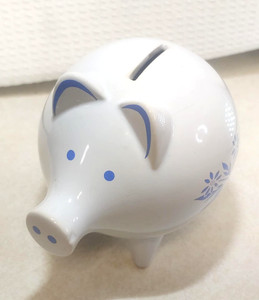 blue cornflower piggy bank vintage