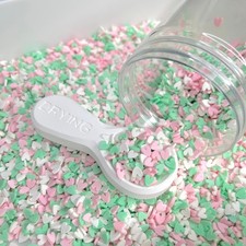 FAKE 5MM Green Pink Heart Polymer Clay Sprinkle Mix NOT EDIBLE D30-02