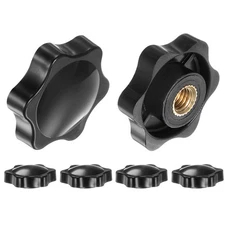 6pcs Star Knobs M8 Thread 38mm Head Non-Through Hole Brass Insert Knob Black