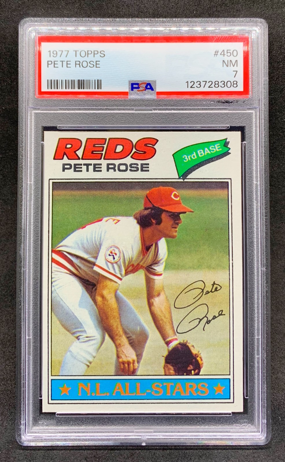 1977 Topps PETE ROSE Cincinnati Reds NL All Stars #450 Near Mint NM PSA 7