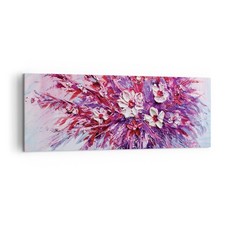 Quadro su Tela 140x50cm Impasto Fiori Rosa Stampe Immagini Quadri Moderni Murale