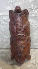 Masque Bouddha Sri Lanka-Kandi/Divinité Bouddhiste Bois. Haut 25cm Reine Serpent