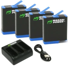 Wasabi Power Battery (4-Pack) and Triple Charger for GoPro HERO8 Black