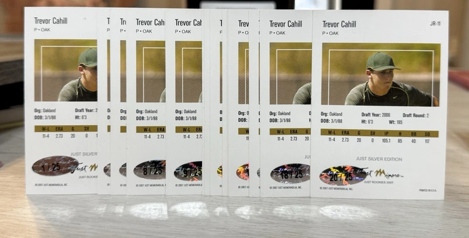 Lote de 15 - 2007 Just Minors Trevor Cahill Jr-11 Just Rookies Edición Plata/25 Foto 2 de 2