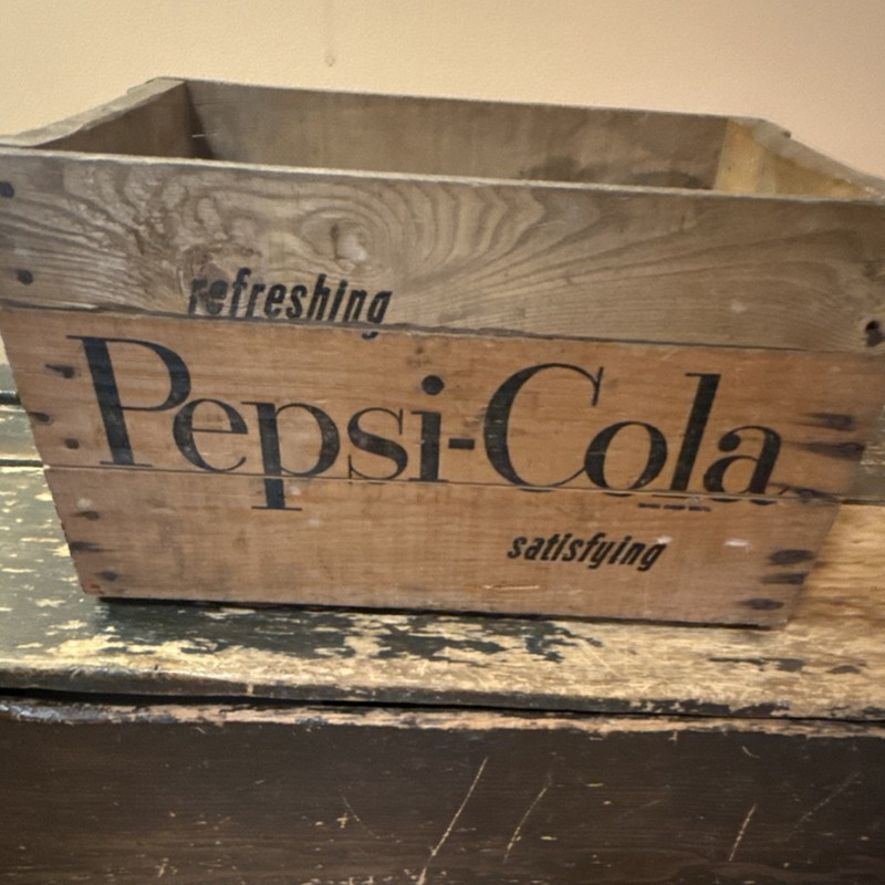 Pepsi Wooden Advertising Crate Brown Soda Theme RARE 