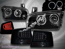06-08 DODGE CHARGER 2 HALO CCFL LED PROJECTOR HEADLIGHTS + LED TAIL LIGHTS DK SM