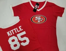 30116 Womens Ladies SAN FRANCISCO 49ERS "Ringer" V-Neck Tee Shirt New RED