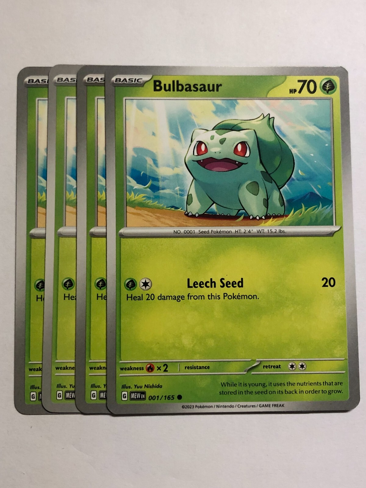 Pokemon Card 151 4x Playset Bulbasaur 001/165 Near Mint