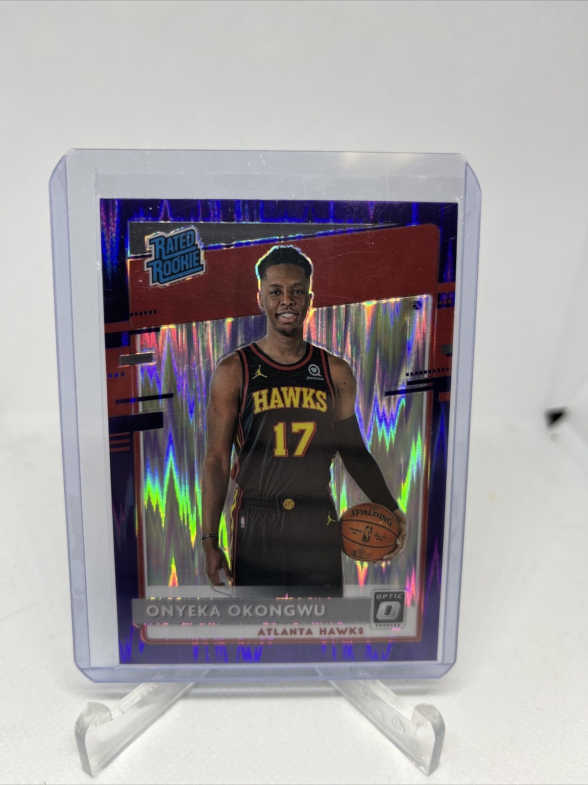 2020-21 Optic Onyeka Okongwu Purple Shock Prizm Rookie SP RC 156 Hawks
