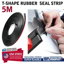 16FT/5M New Car Door Edge Moulding Trim Rubber Seal Weather Strip T-shape Black