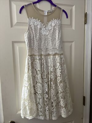 knee length dresses for ladies NEW Charlotte Russe Nude & White Lace Dress