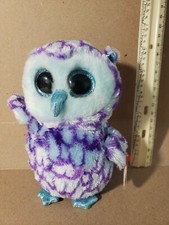 Ty Beanie Boos Oscar The Owl Plush 6" Stuffed Animal Blue/Purple 2015 