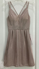 Crystal Doll Party Cocktail Dress Size 1 Champagne Beige Glitter Lined NWT F46
