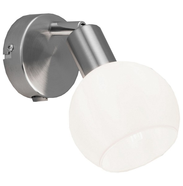 Wandlampe Wandleuchte Strahler Wandspot Flurlampe Metall Glas Silberfarben Weiß-image