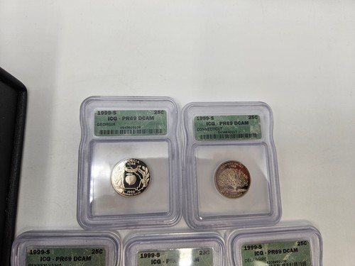 🌟 1999-S Proof State Quarters ICG PR69 DCAM 5 Coin Set w/Presentation Case! - Picture 3 of 6