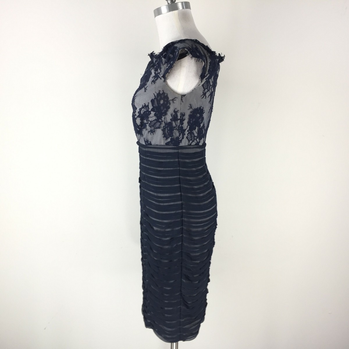 Navy Blue Lace Dress Tadashi Shoji S 4 6 Formal Off Shoulder Ruched Silk ** | eBay Navy Blue Lace Dress Tadashi Shoji S 4 6 Formal Off Shoulder Ruched Silk ** | eBay