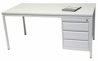 Schreibtisch Mit 3 Schubladen 180X80 Cm Lichtgrau (Schreibtische Computertisch)